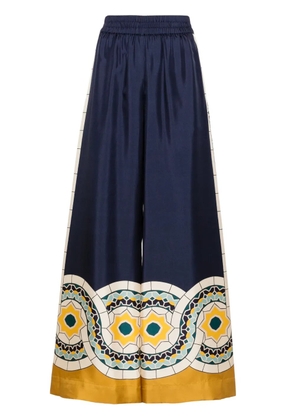 La DoubleJ high-waist silk palazzo trousers - Blue