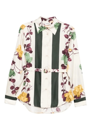 P.A.R.O.S.H. rose-print belted shirt - Neutrals