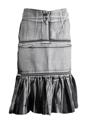 Vaquera zip-detail ruffled skirt - Black