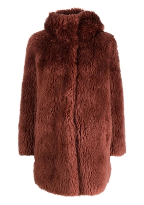 Yves Salomon short hooded wool coat - Brown