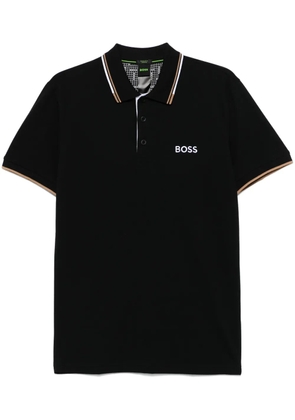 BOSS logo-embroidered polo shirt - Black
