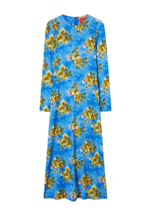 La DoubleJ long-sleeve floral-print maxi dress - Blue