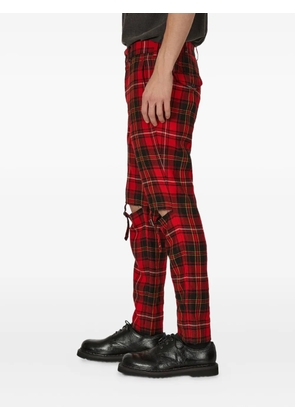 Black Comme Des Garçons buckle-fastening plaid trousers - Red