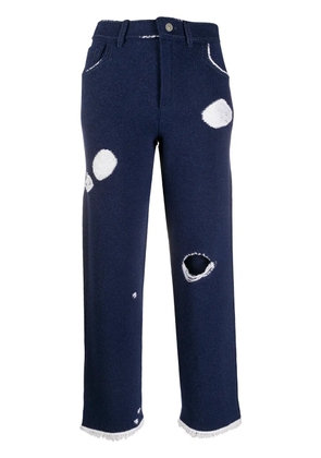 Barrie denim-inspired knitted boyfriend trousers - Blue