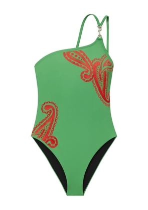 Tory Burch one-shoulder swimsuit - Green
