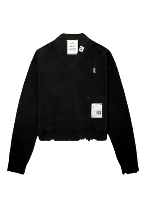 Maison MIHARA YASUHIRO frayed V-neck sweater - Black