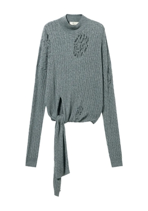 Blumarine cable-knit distressed sweater - Grey