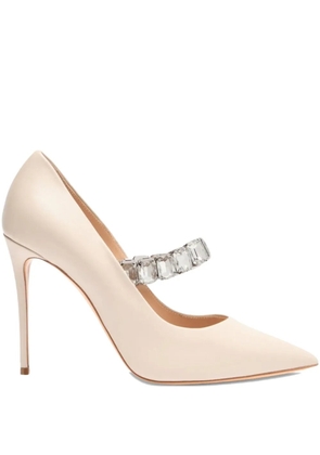 Casadei 100mm Julia Minorca crystal-embellished pointed-toe pumps - White