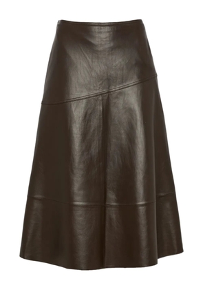 Yves Salomon flared leather midi skirt - Brown