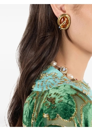 Roberto Cavalli snake-embellished amber earrings - Gold