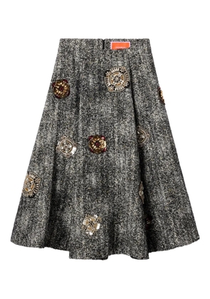 La DoubleJ embroidery-details midi skirt - Black