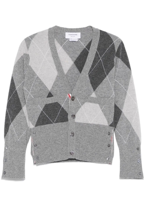 Thom Browne argyle-pattern cashmere cardigan - Grey