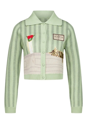 House of Sunny cat-design cardigan - Green