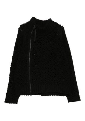The Viridi-Anne mesh zip-up jumper - Black