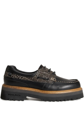 Woolrich leather crocodile-effect shoes - Black