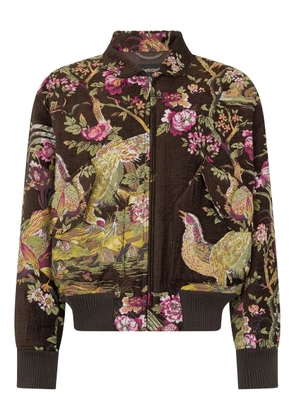 Roberto Cavalli bird-floral bomber jacket - Brown
