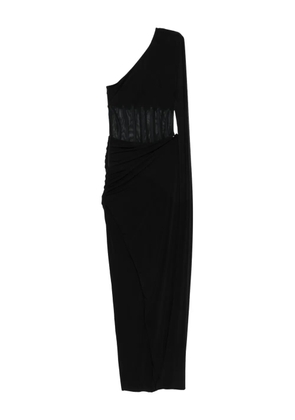 NISSA one-shoulder sheer-insert maxi dress - Black