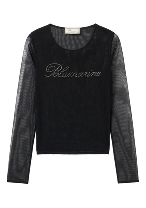 Blumarine embellished mesh top - Black