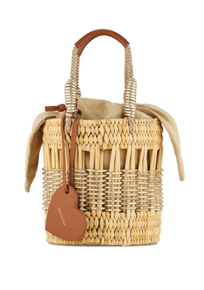 Aquazzura mini straw heart-shaped bucket bag - Neutrals