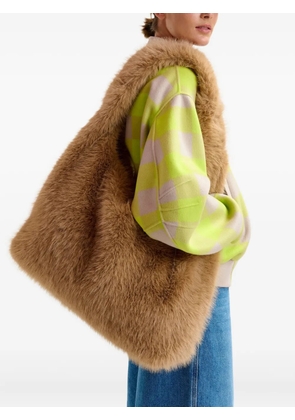 Essentiel Antwerp medium faux-fur shoulder bag - Brown