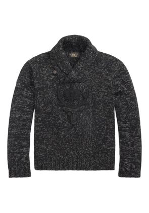 Ralph Lauren RRL embroidered shawl-collar wool pullover - Grey