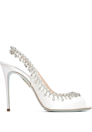 Aquazzura 105mm Temptation crystal-embellished slingback sandals - White