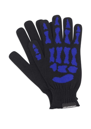 JORDANLUCA skeleton-print gloves - Black