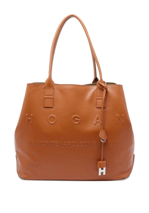 Hogan medium Script logo leather shoulder bag - Brown