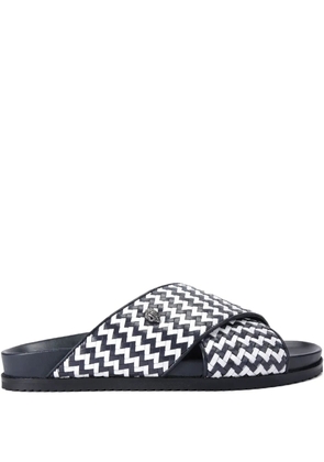 Kurt Geiger London Baron chevron-patterned slide sandals - Blue