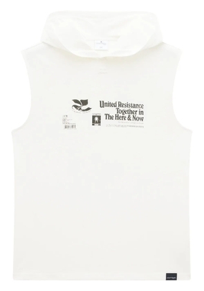 Courrèges logo-appliqué sleeveless hoodie - White