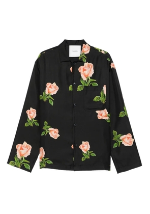 Nanushka rose-print chest-pocket shirt - Black
