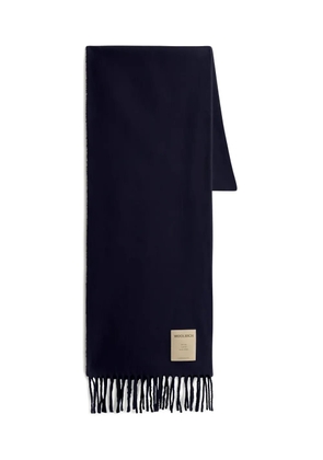 Woolrich logo-patch fringed scarf - Blue