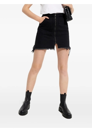 One Teaspoon zip frayed mini skirt - Black