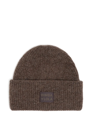 Bimba y Lola logo-patch beanie hat - Brown