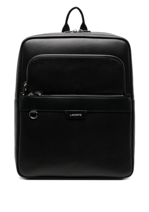 Lacoste logo-plaque leather backpack - Black