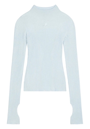 Courrèges logo-embroidered cotton-blend jumper - Blue