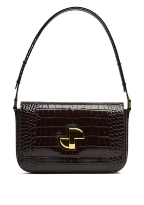 Patou crocodile-embossed shoulder bag - Brown