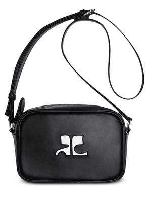 Courrèges logo leather camera bag - Black