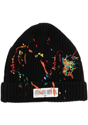 Mostly Heard Rarely Seen embroidered barcode-detail beanie - Black