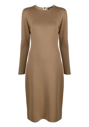 Fabiana Filippi long-sleeve knitted wool dress - Brown