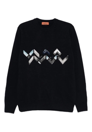 Missoni zigzag-detail wool sweater - Blue