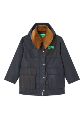 GANNI x Barbour corduroy-collar coat - Blue