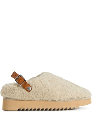 Woolrich buckle-strap sheepskin mules - White