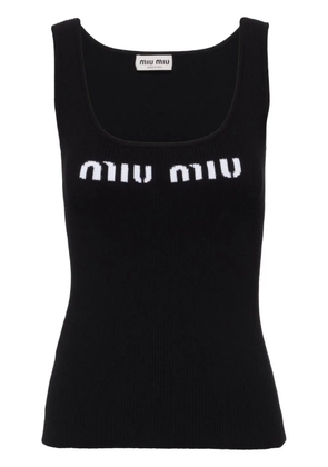 Miu Miu logo-knit ribbed tank top - Black