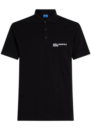 Karl Lagerfeld Jeans logo-embroidered polo shirt - Black