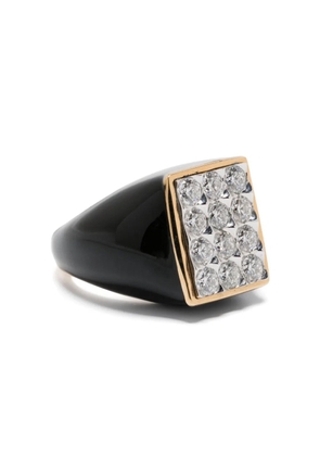Ilaria Icardi 18K yellow gold Tuxedo diamond signet ring - Black