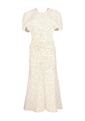 Victoria Beckham gathered floral-print midi dress - White
