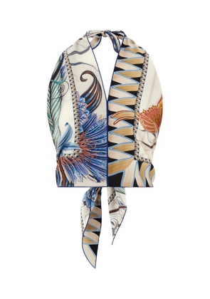 Ferragamo printed halterneck top - Blue