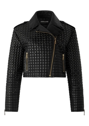 Roberto Cavalli quilted studded leather jacket - Black