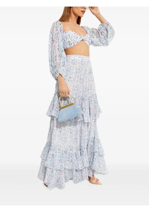 Rococo Sand puff-sleeve printed top - White